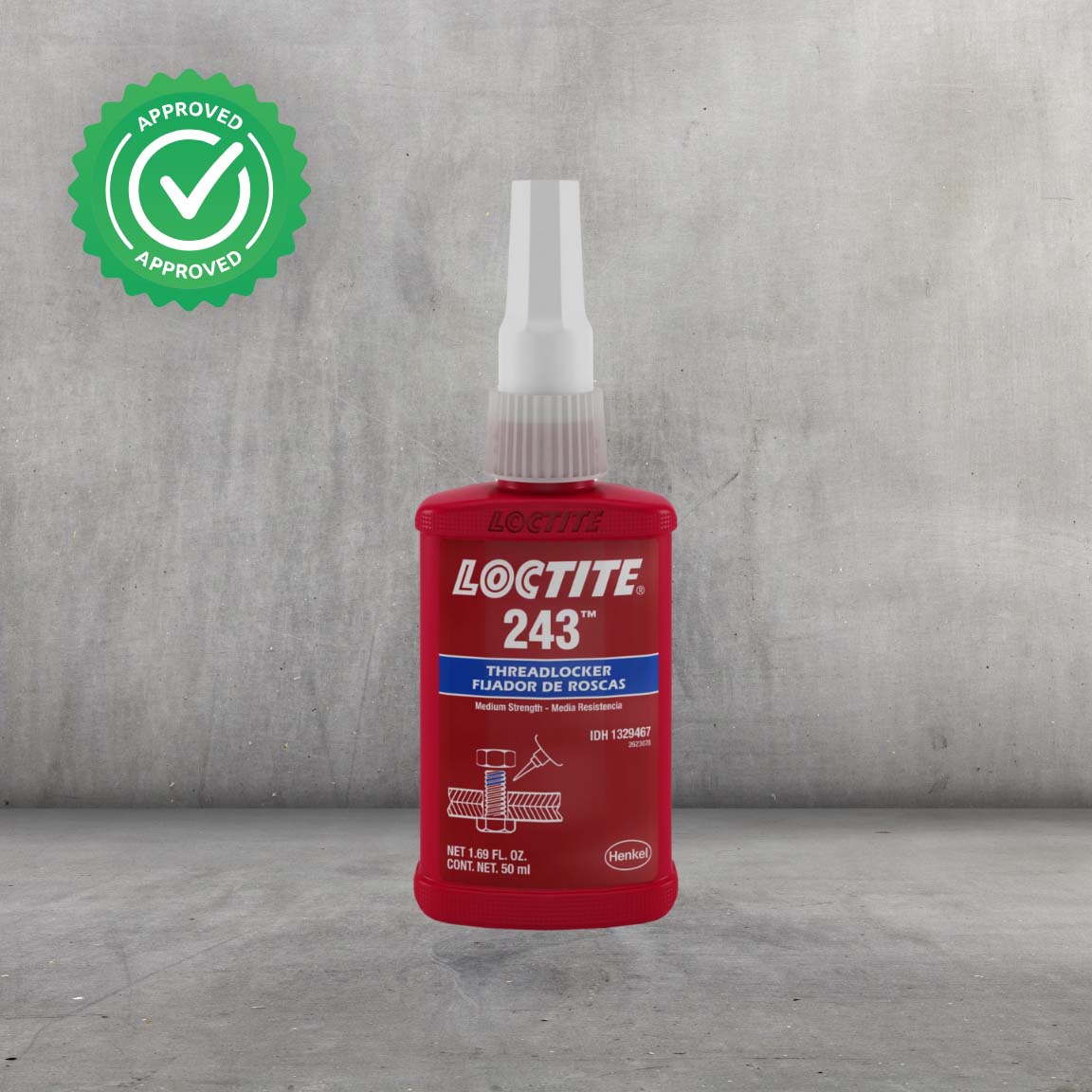Fijador de roscas LOCTITE 243 azul multiuso para todos los metales, tolerante a contaminación por aceites