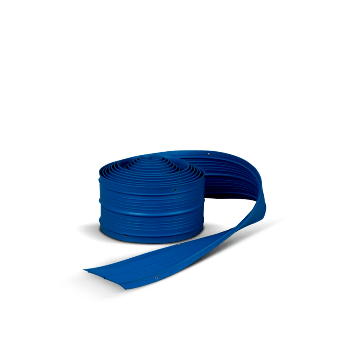 Rollo de Fester Banda Flexible de PVC, banda azul estriada con bulbo y ojillos para sellado impermeable de juntas en estructuras de concreto.