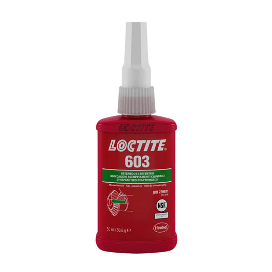 Retenedor anaeróbico LOCTITE 603 de alta resistencia y tolerante a la contaminación para aplicaciones de mantenimiento y reparación (MRO)