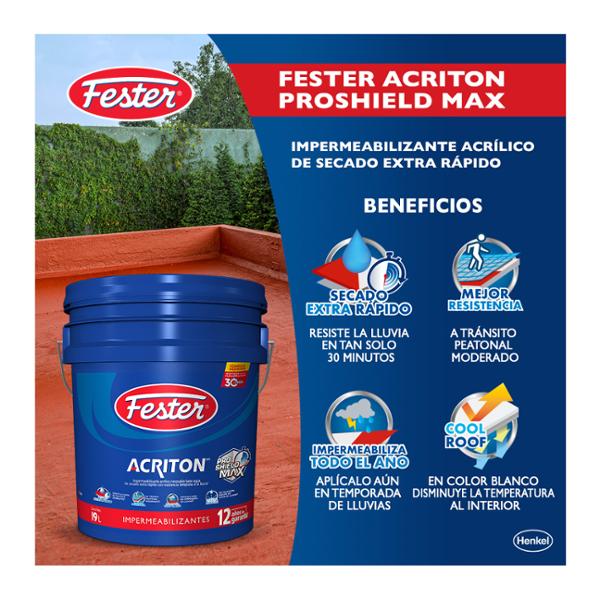 Impermeabilizante Fester Acriton Proshield Max 4 años 19L