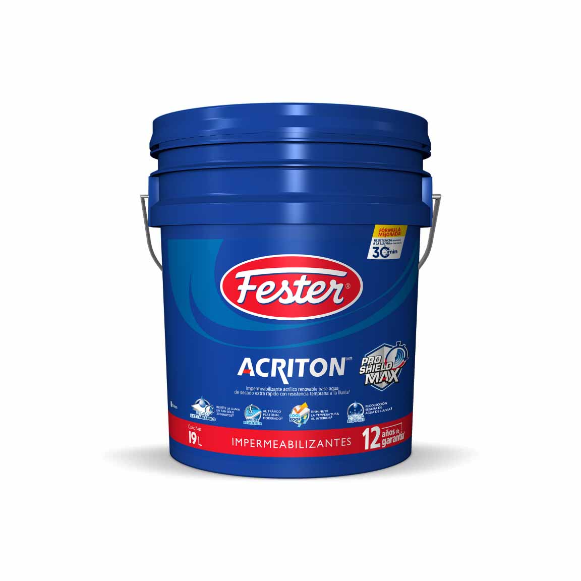 Impermeabilizante para techos Fester Acriton 12 Años color blanco reflectivo protección UV extrema.