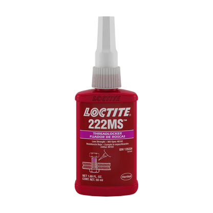  Fijador de roscas LOCTITE 222MS color púrpura, baja resistencia, para tornillería delicada menor a 6mm
