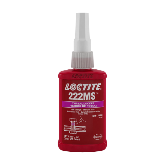  Fijador de roscas LOCTITE 222MS color púrpura, baja resistencia, para tornillería delicada menor a 6mm