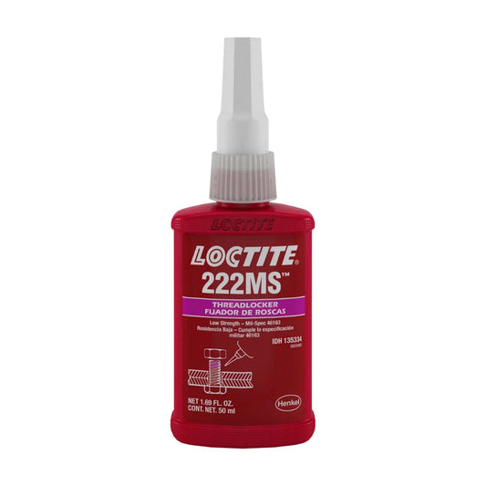  Fijador de roscas LOCTITE 222MS color púrpura, baja resistencia, para tornillería delicada menor a 6mm