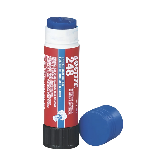 Fijador de roscas LOCTITE 248 color azul en formato stick (barra) para aplicación limpia y directa en roscas