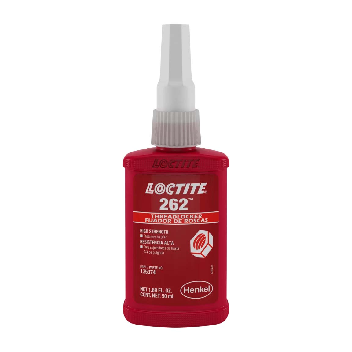 Fijador de roscas LOCTITE 262 color rojo, de alta resistencia y curado rápido para uniones permanentes