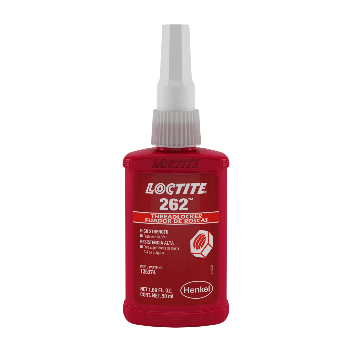 Fijador de roscas LOCTITE 262 color rojo, de alta resistencia y curado rápido para uniones permanentes
