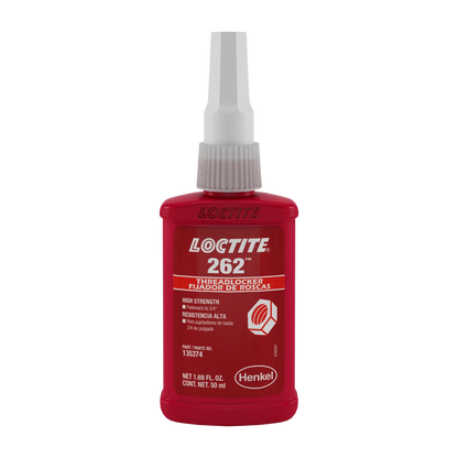 Fijador de roscas LOCTITE 262 color rojo, de alta resistencia y curado rápido para uniones permanentes
