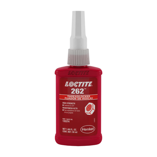 Fijador de roscas LOCTITE 262 color rojo, de alta resistencia y curado rápido para uniones permanentes