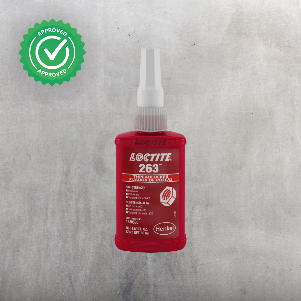 LOCTITE® 263 Fijador de Roscas Rojo | Alta resistencia "Primerless" para metales pasivos, certificado NSF/ANSI 61