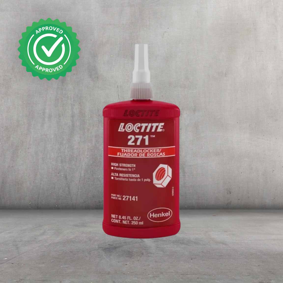 Fijador de roscas LOCTITE 271 rojo, alta resistencia y fijación permanente para uniones críticas 50 mililitros