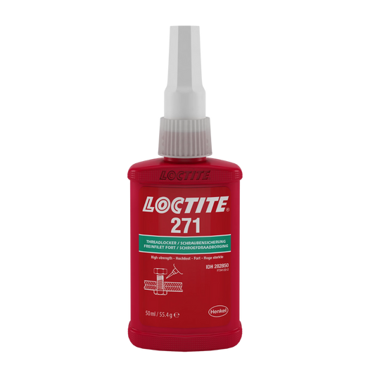  Fijador de roscas LOCTITE 271 rojo, alta resistencia y fijación permanente para uniones críticas 50 mililitros