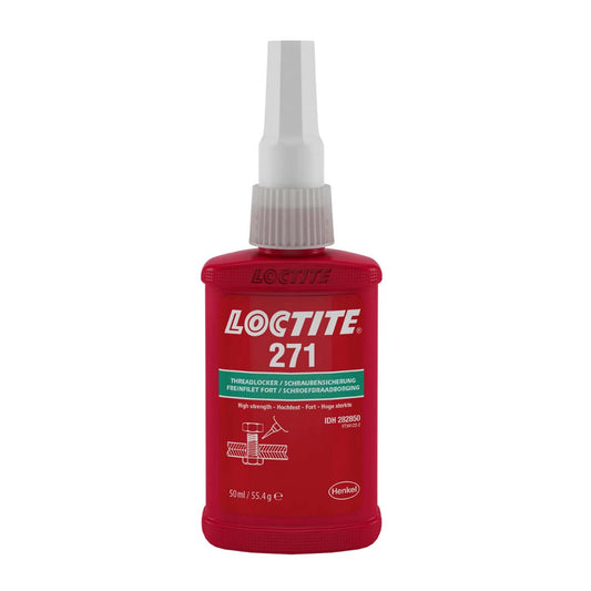 Fijador de roscas LOCTITE 271 rojo, alta resistencia y fijación permanente para uniones críticas 50 mililitros