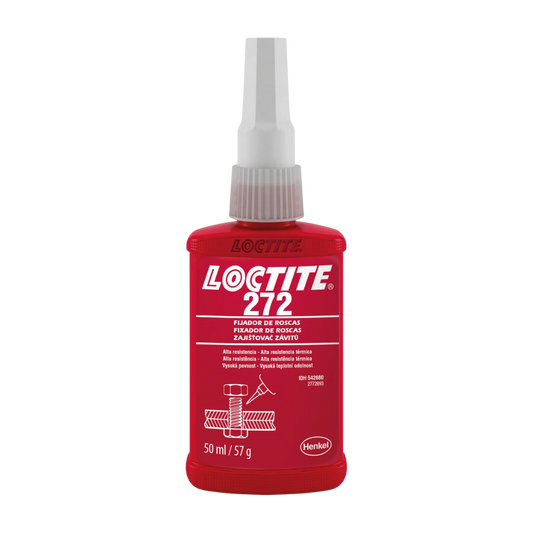 Fijador LOCTITE 272 rojo resistente a alta temperatura (hasta 232°C) para maquinaria de proceso