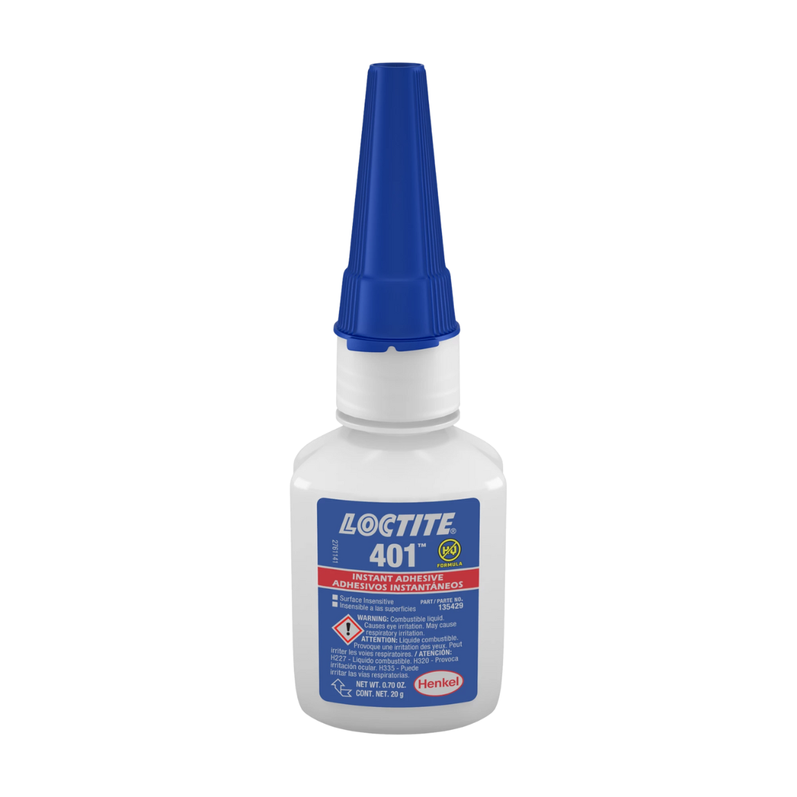 Frasco gotero de LOCTITE 401, adhesivo instantáneo multiuso de baja viscosidad para fijación rápida