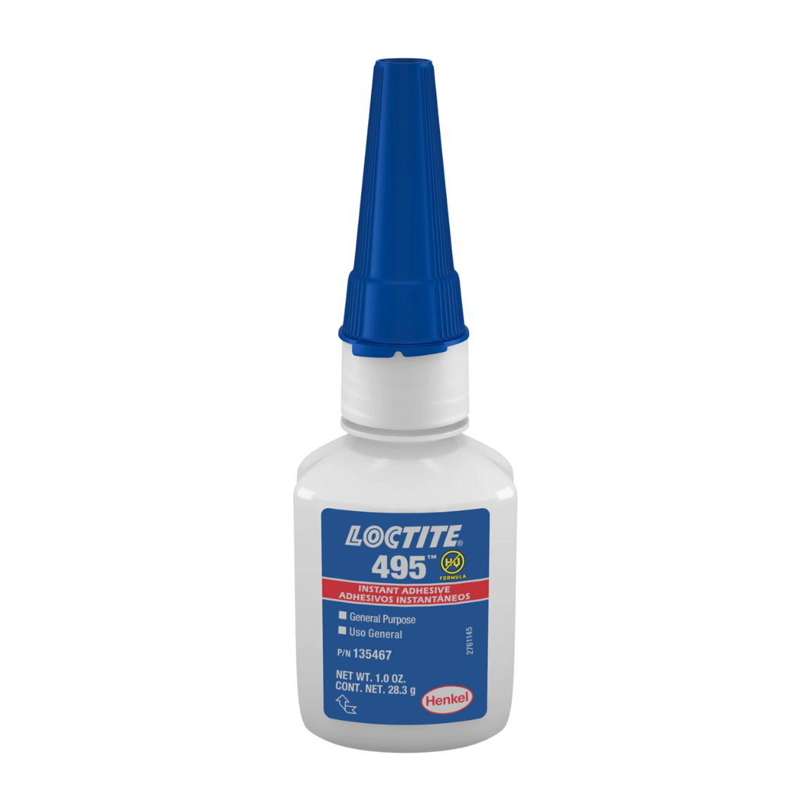 Frasco de LOCTITE 495, adhesivo instantáneo estándar de baja viscosidad para plásticos y cauchos