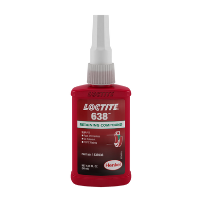 Retenedor anaeróbico LOCTITE 638 de alta resistencia y curado muy rápido para componentes de transmisión de par