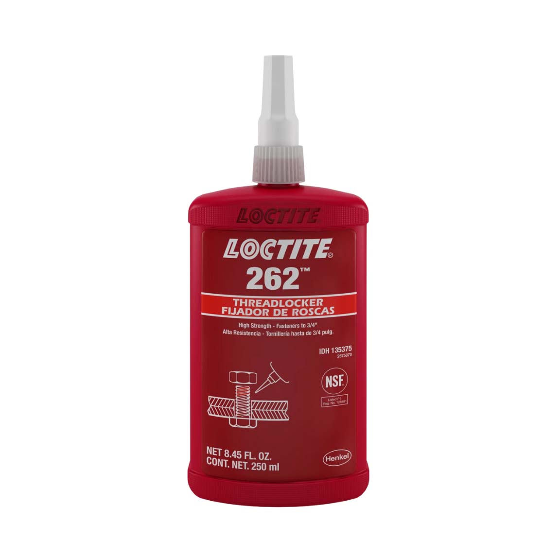 Fijador de roscas LOCTITE 262 color rojo, de alta resistencia y curado rápido para uniones permanentes