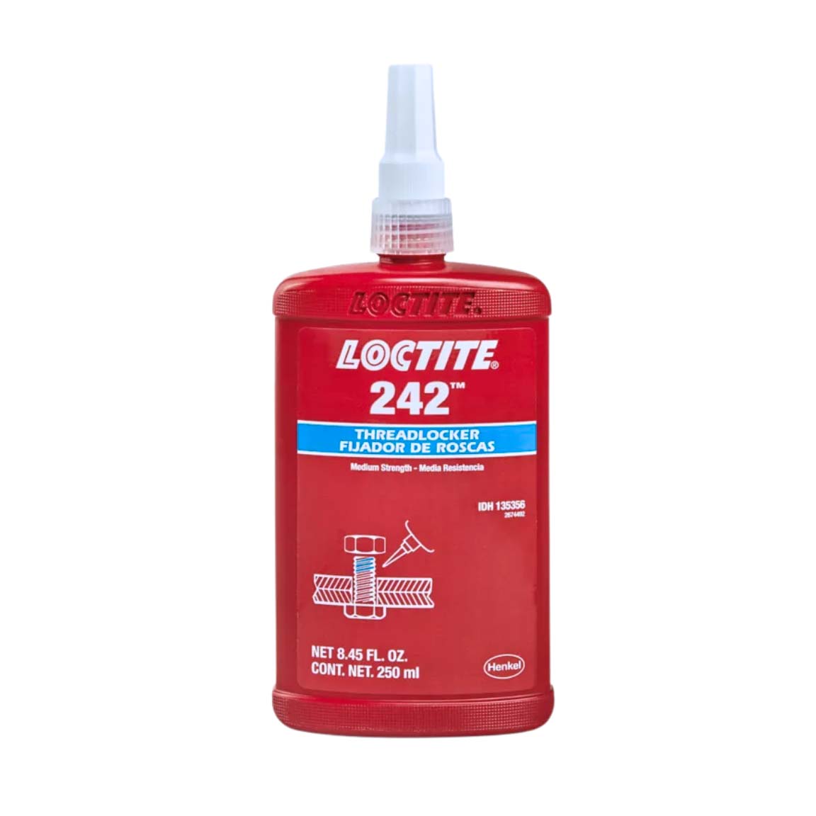 Fijador de roscas LOCTITE 242 azul, resistencia media, con fluorescencia UV para inspección de calidad presentación