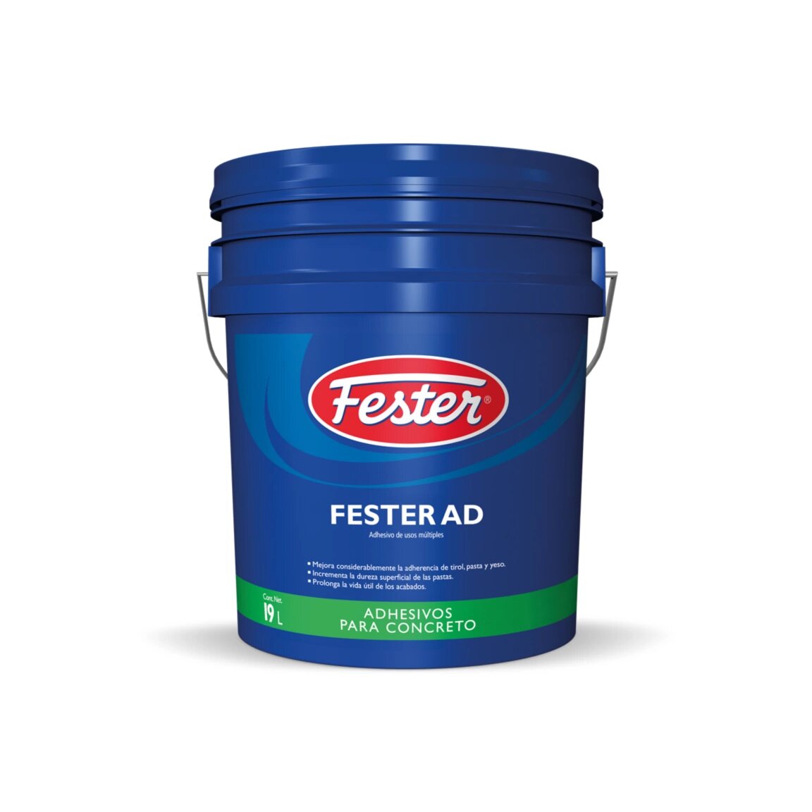 Fester AD: Adhesivo líquido base agua para interiores. Mejora adherencia de yesos, pastas texturizadas, morteros y lechadas. Prolonga vida útil de acabados. No tóxico.
