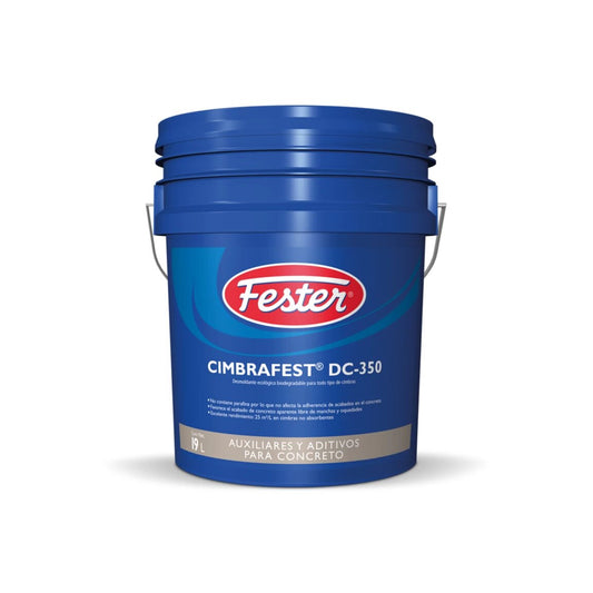 Cubeta y tambo de Fester Cimbrafest DC-350, desmoldante ecológico biodegradable base agua para encofrados.