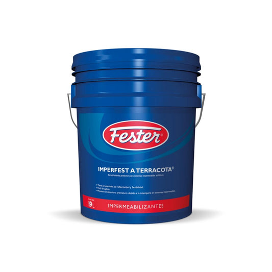 Cubeta de 19 litros de Fester Imperfest A Terracota, acabado protector líquido color terracota para sistemas impermeables asfálticos.